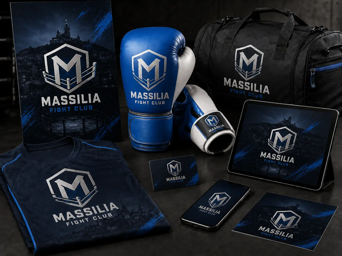 Identité, affiche, équipement et communication du Massilia Fight Club
